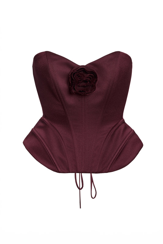 Corset bordo cu detaliu floare