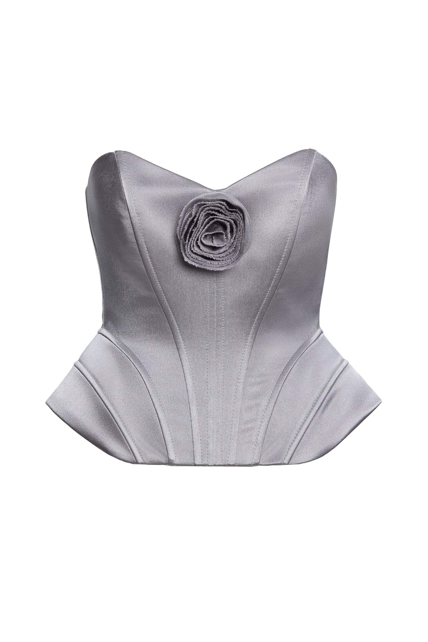 Corset gri argintiu cu detaliu floare