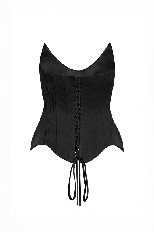 Corset negru cu bust tip V