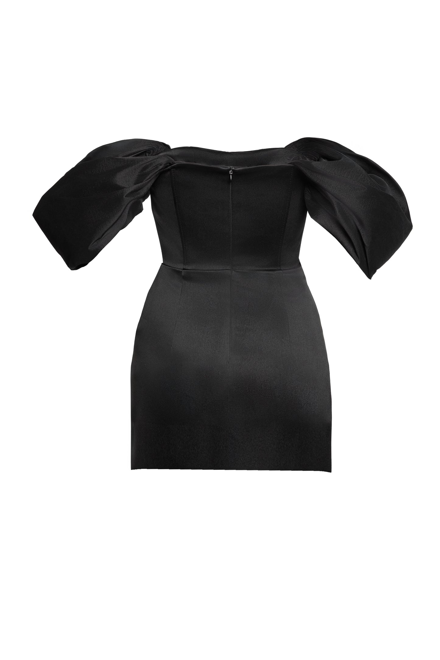 Rochie scurta neagra cu maneci bufante